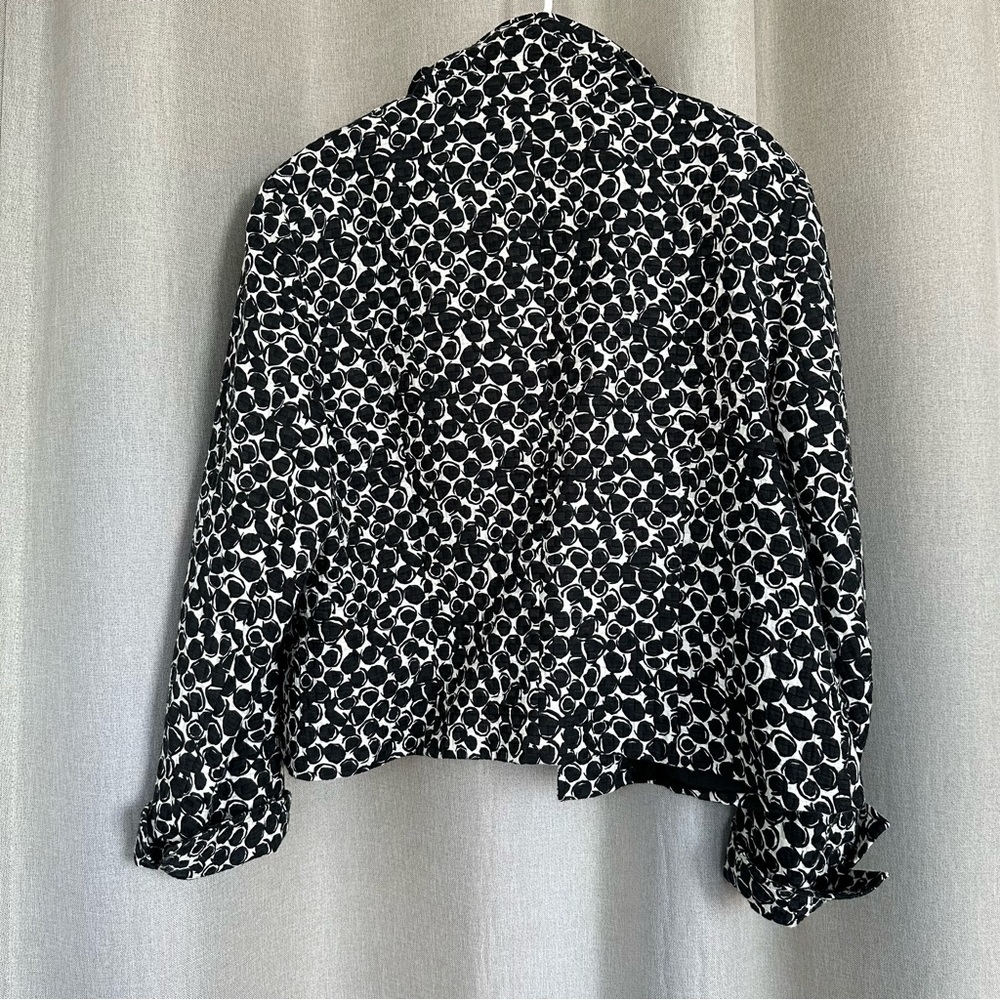 Lafayette 148 Cotton Silk Black White Geometric Circles Blazer XL (16) - Picture 5 of 14